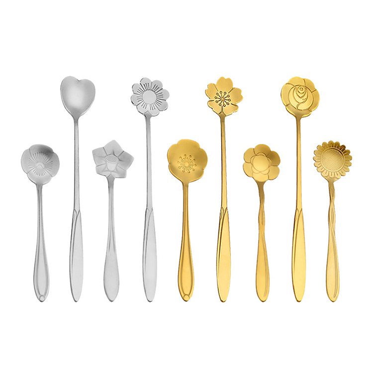 Creative 304 stainless steel petal-shaped coffee tea stirring spoon