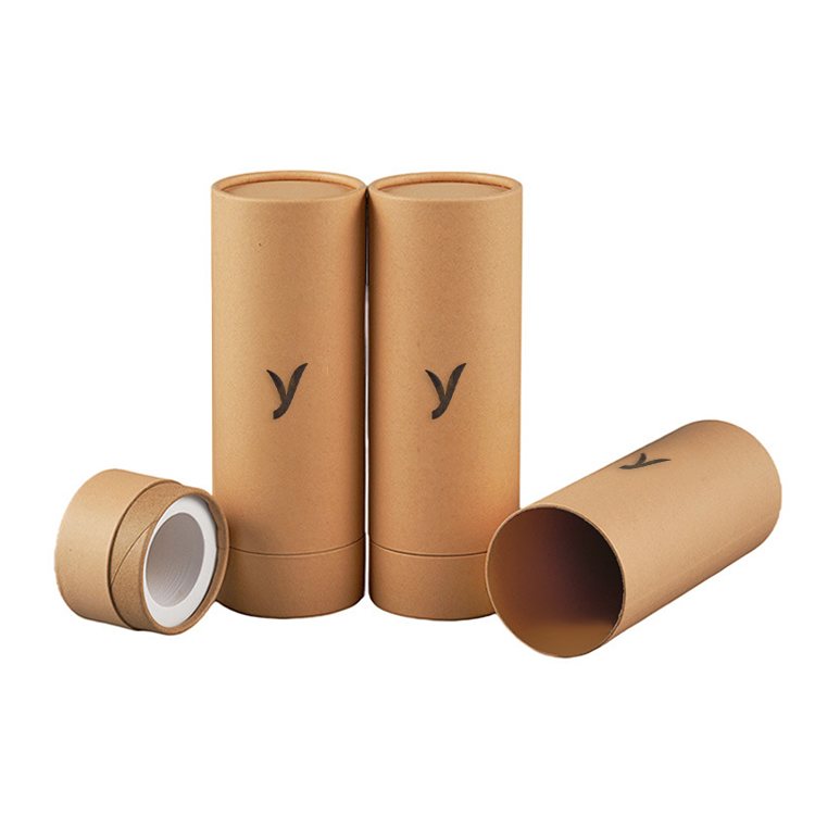 Custom printed logo eco-friendly biodegradable round paper box cylinder kraft paper tube for clothing socks underwear towel