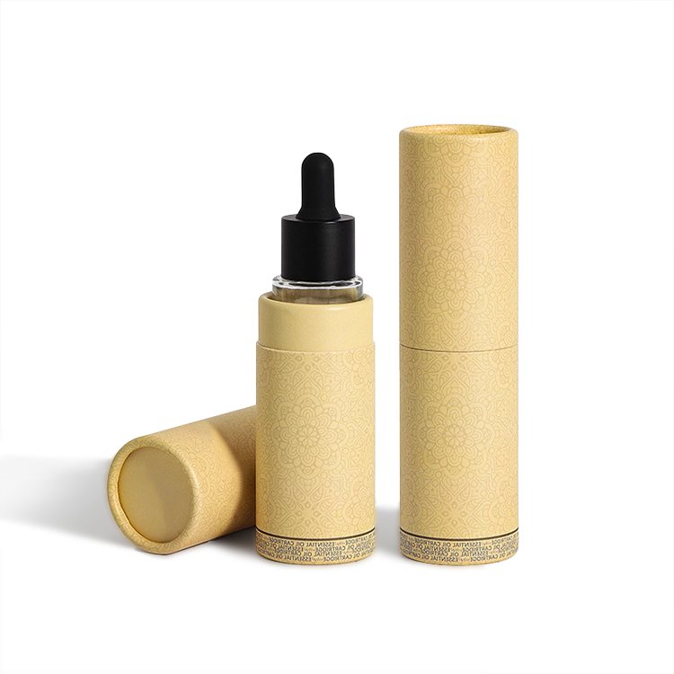 Custom Eco-Friendly Cardboard Paper Canister Round Packaging Box Kraft Paper Tube For Essential Oil Perfume Cosmetic Bottle 