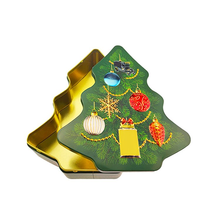 Christmas Tree Shape Tin Box Custom Metal Tins Can for Christmas Gif